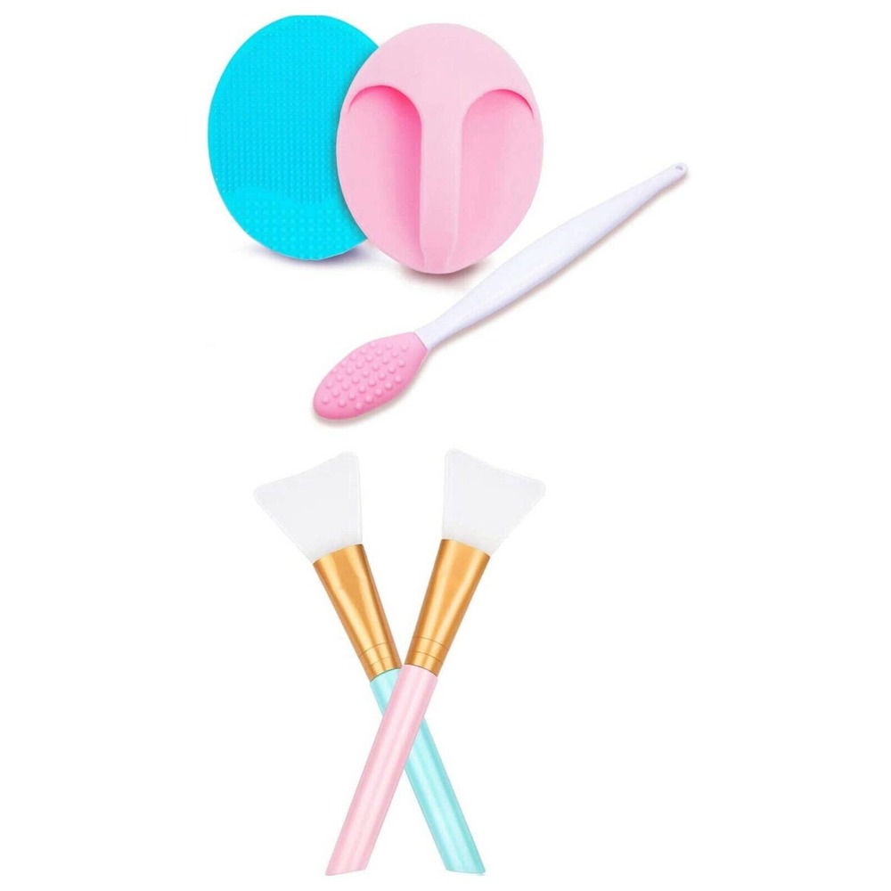 Super Soft Silicone Face Cleanser Brush and Silicone Face Mask Brushes Bundle